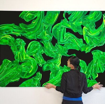 Motion of green, 140 x 200 cm